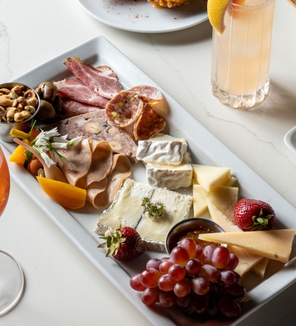 Charcuterie, appetizers, and cocktails.